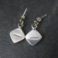 Southwestern Sterling Coral Inlay Earrings