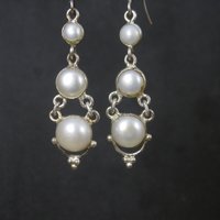 Long Vintage Sterling Pearl Earrings