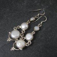 Long Vintage Sterling Pearl Earrings