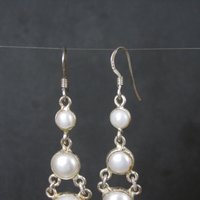 Long Vintage Sterling Pearl Earrings