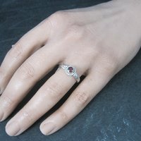 Simple Sterling Garnet Ring Size 7