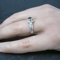 Simple Sterling Garnet Ring Size 7