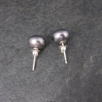 Vintage 90s Sterling 9mm Peacock Pearl Stud Earrings