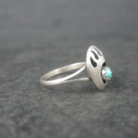 Dainty Sterling Turquoise Bear Paw Ring Size 6