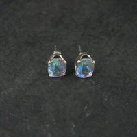Vintage Sterling Mystic Topaz Stud Earrings