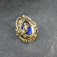 Vintage Blue Glass Scarab Brooch