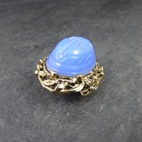 Vintage Blue Glass Scarab Brooch
