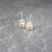 Sterling 6mm Princess Cz Stud Earrings