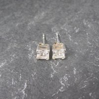 Sterling 6mm Princess Cz Stud Earrings
