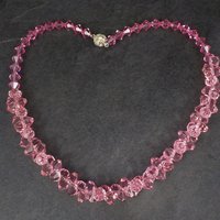 Pink Crystal Bead Necklace 18 Inches Magnetic Clasp