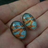 Vintage Sterling Athens Greece Leverback Earrings