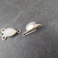 Sterling 3 Strand Carved Quartz Hook Clasp