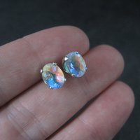 Vintage Sterling Mystic Topaz Stud Earrings