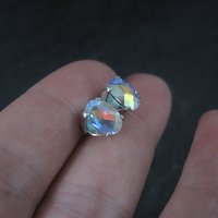 Vintage Sterling Mystic Topaz Stud Earrings