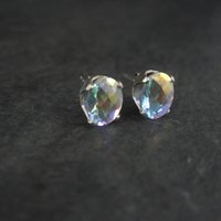 Vintage Sterling Mystic Topaz Stud Earrings