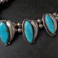 Vintage Navajo Turquoise Necklace Fred Guerro Sterling Silver