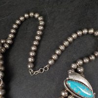 Vintage Navajo Turquoise Necklace Fred Guerro Sterling Silver