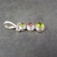 Vintage Sterling Peridot Mystic Topaz Pendant