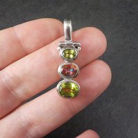 Vintage Sterling Peridot Mystic Topaz Pendant
