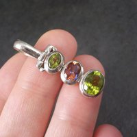 Vintage Sterling Peridot Mystic Topaz Pendant