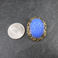 Vintage Blue Glass Scarab Brooch
