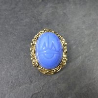 Vintage Blue Glass Scarab Brooch