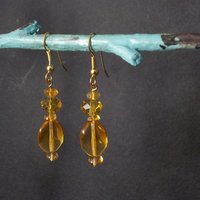 Long Yellow Crystal Earrings