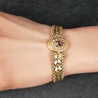 Antique 14K Sapphire Ruby Seed Pearl Bracelet