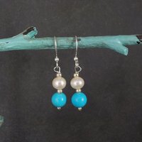 Vintage Blue & White Pearl Turquoise Earrings