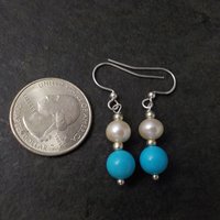 Vintage Blue & White Pearl Turquoise Earrings