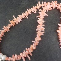 Vintage Coral Pearl Rose Necklace 17 Inches