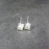 Vintage Sterling Peridot Stud Earrings Long Posts