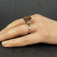 Large Antique 14K Smoky Quartz Ring Size 7