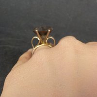 Large Antique 14K Smoky Quartz Ring Size 7