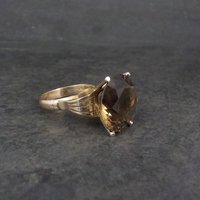 Large Antique 14K Smoky Quartz Ring Size 7