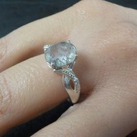 Sterling Faceted Rutilated Quartz Ring Size 9