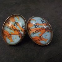 Vintage Sterling Athens Greece Leverback Earrings