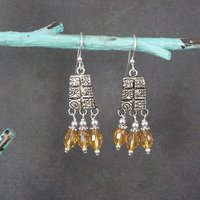 Vintage Tribal Mayan Crystal Earrings
