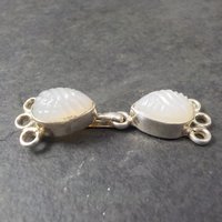 Sterling 3 Strand Carved Quartz Hook Clasp