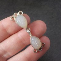 Sterling 3 Strand Carved Quartz Hook Clasp