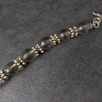 Vintage Sterling Quartz Toggle Bracelet 8.25 Inches