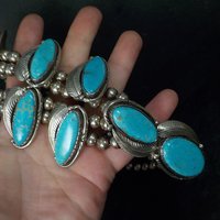 Vintage Navajo Turquoise Necklace Fred Guerro Sterling Silver