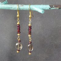 Vintage Garnet Smoky Quartz Earrings