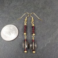 Vintage Garnet Smoky Quartz Earrings