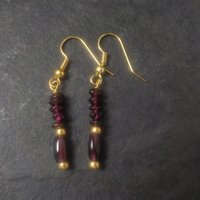 Vintage Gold Garnet Earrings