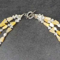 Vintage 4 Strand Citrine Quartz Pearl Necklace