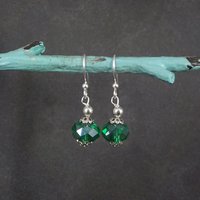 Silver Plated Green Crystal Earrings