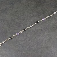Dainty Sterling Black Purple Crystal Bracelet 7 Inches