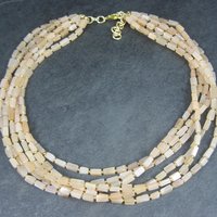 Vintage 6 Strand Peach Moonstone Necklace