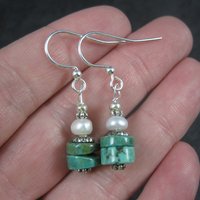 Simple Turquoise and Pearl Earrings